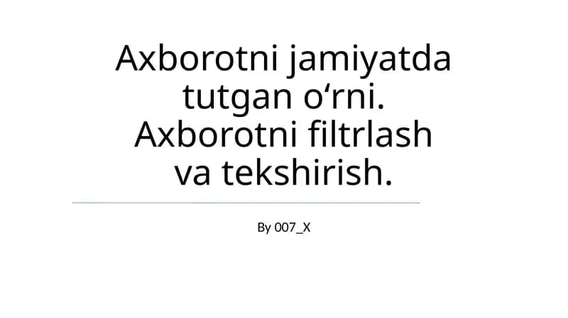 Ma'lumotlar filtrlash va tekshirish
