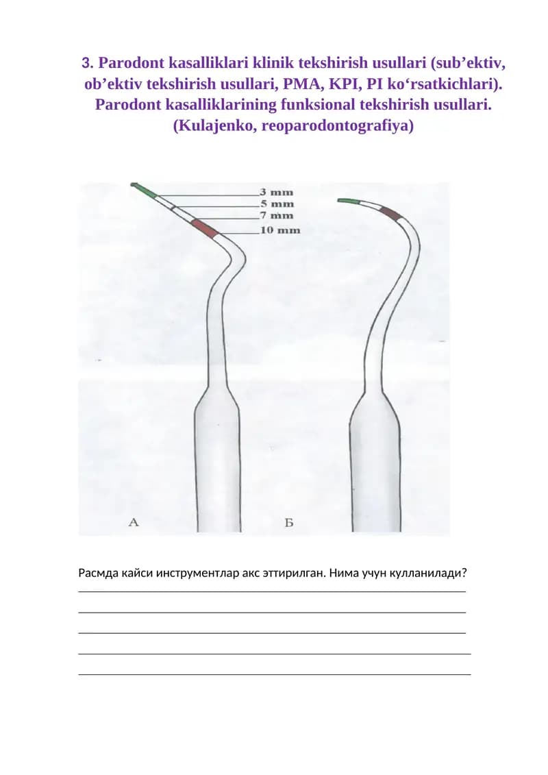 Parodont kasalliklari klinik tekshirish usullari