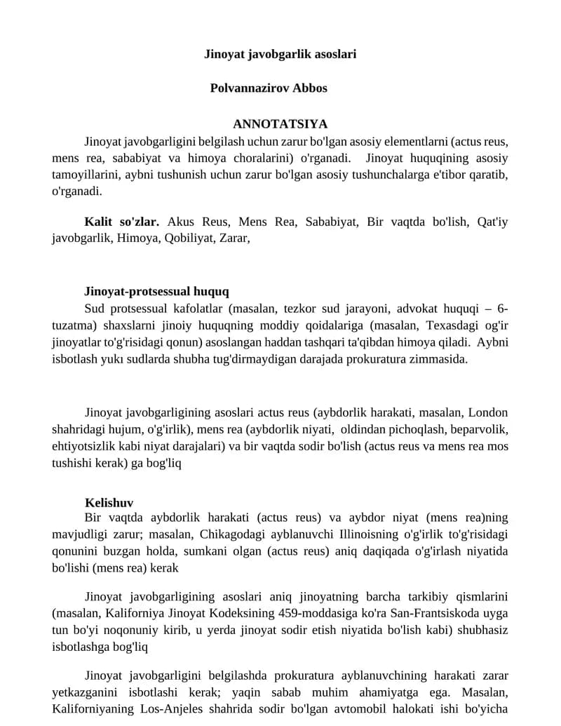 Jinoyat javobgarlik asoslari