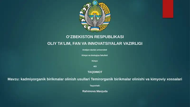 Kadmiy va Temir-organik birikmalar