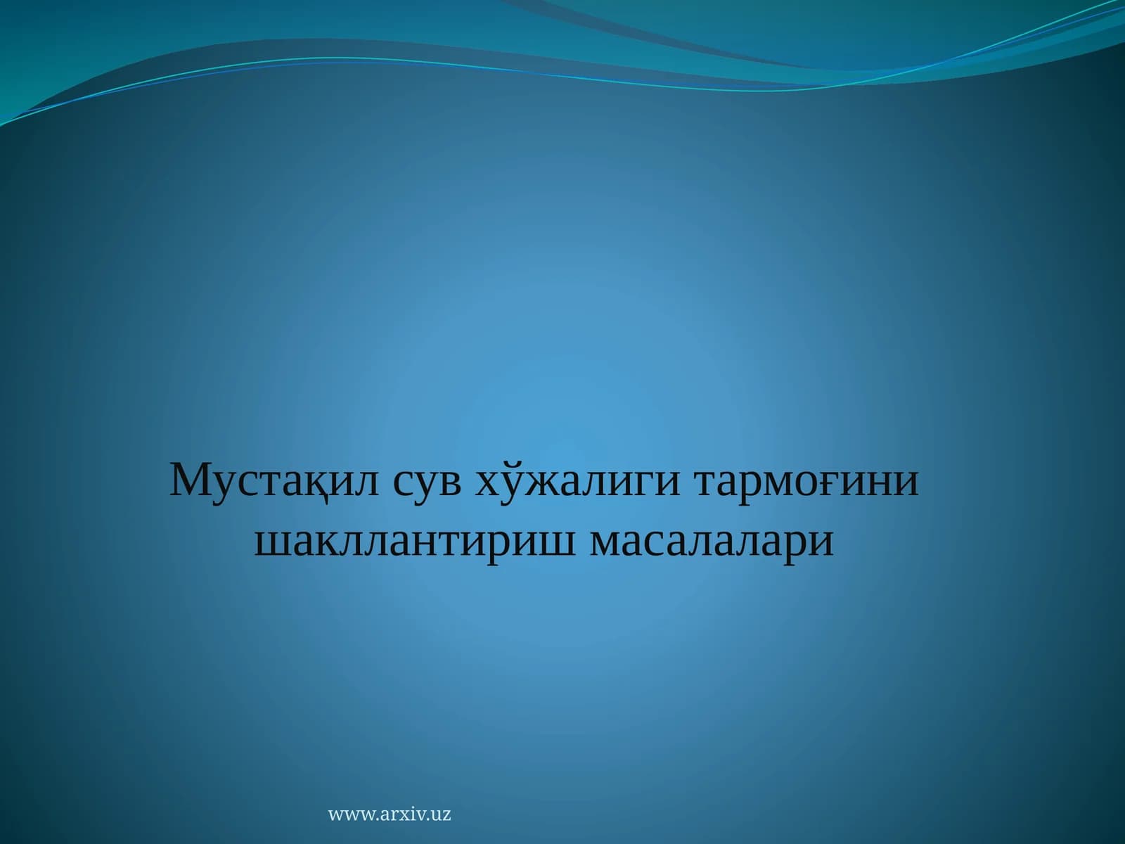 Мустақил сув хўжалиги тармоғини шакллантириш масалалари