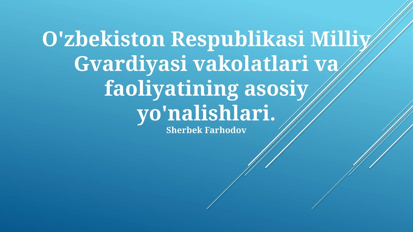 O'zbekiston Respublikasi Milliy Gvardiyasi vakolatlari va faoliyatining asosiy yo'nalishlari