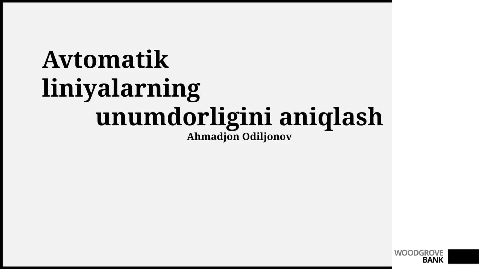 Avtomatik liniyalarning unumdorligini aniqlash