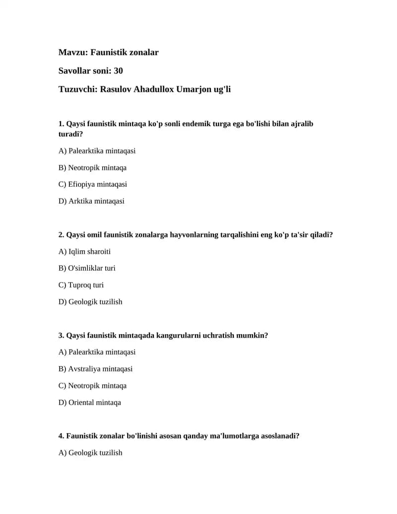 Faunistik zonalar