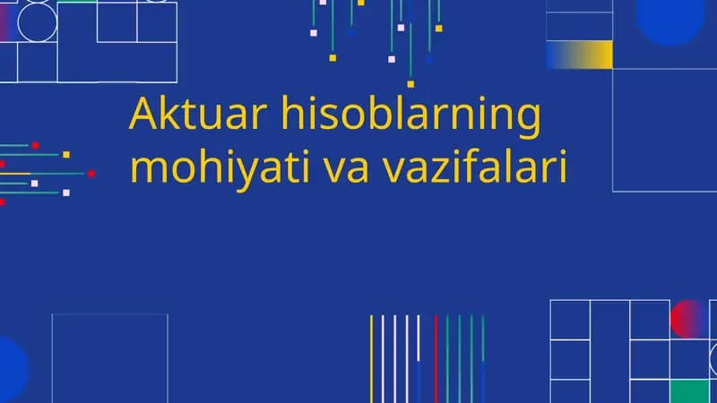 Aktuar hisoblarning mohiyati va vazifalari