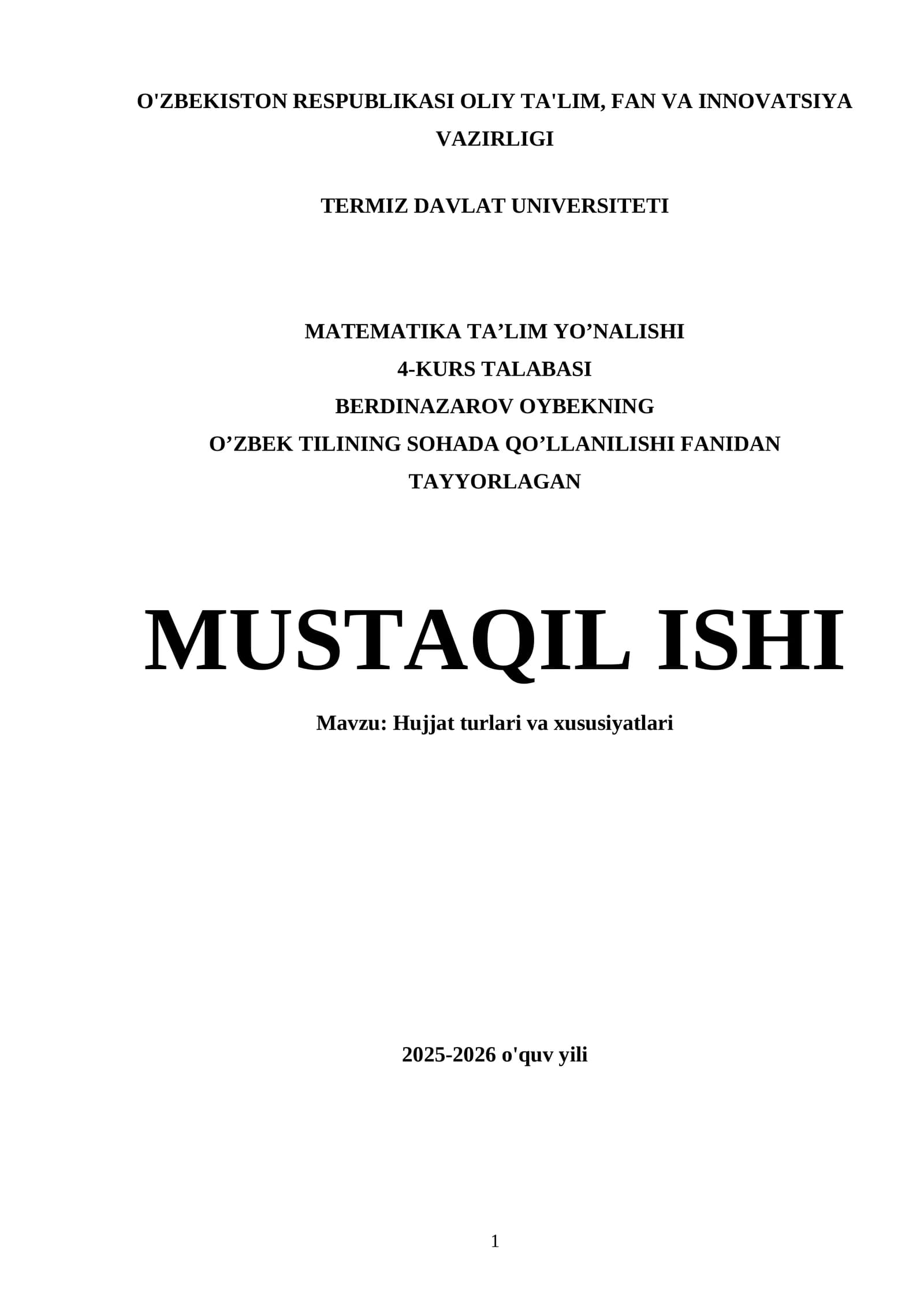 O'ZBEK TILINING SOHADA QO’LLANILISHI