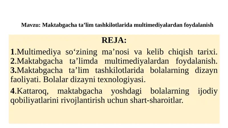 Maktabgachata’lim tashkilotlarida multimediya lardan foydalanish