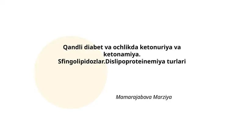Qandli diabet va ochlikda ketonuriya va ketonamiya
