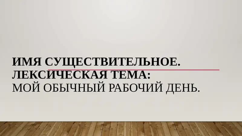Имя существительное. Лексическая тема Мой обычный рабочий день.