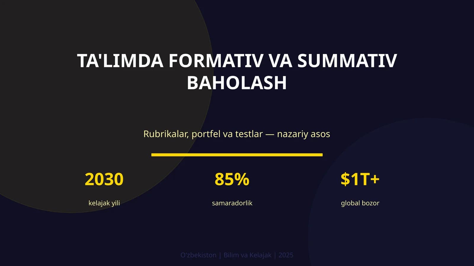 TA'LIMDA FORMATIV VA SUMMATIV BAHOLASH