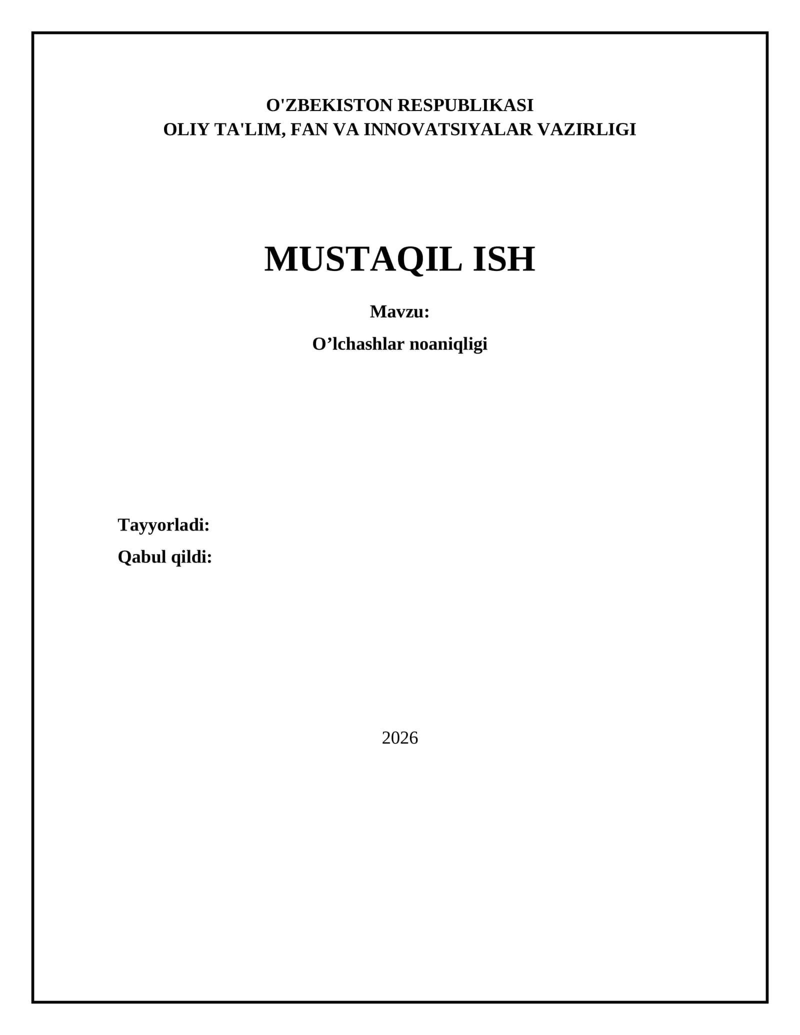 O’lchashlar noaniqligi