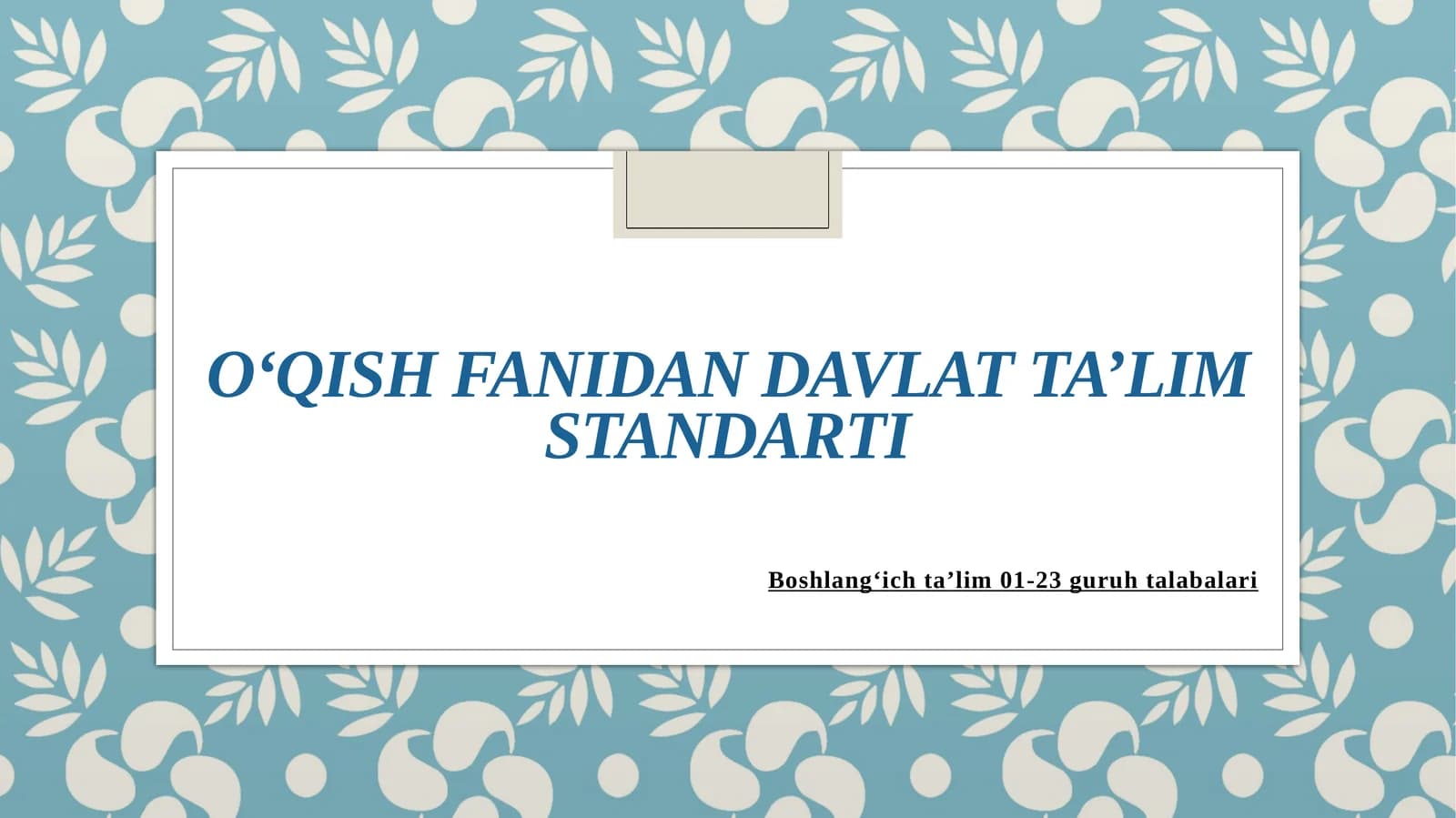 Boshlang‘ich ta’limda o‘qish fanining maqsadi va vazifalari