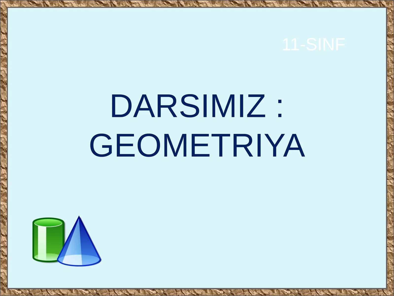 11-sinf Geometriya fanidan Konusning sirti va hajmi mavzusida ochiq dars ishlanma