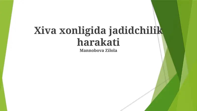 Xiva xonligida jadidchilik harakati