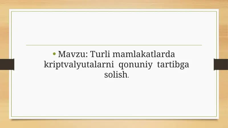 Turli mamlakatlarda kriptvalyutalarni qonuniy tartibga solish