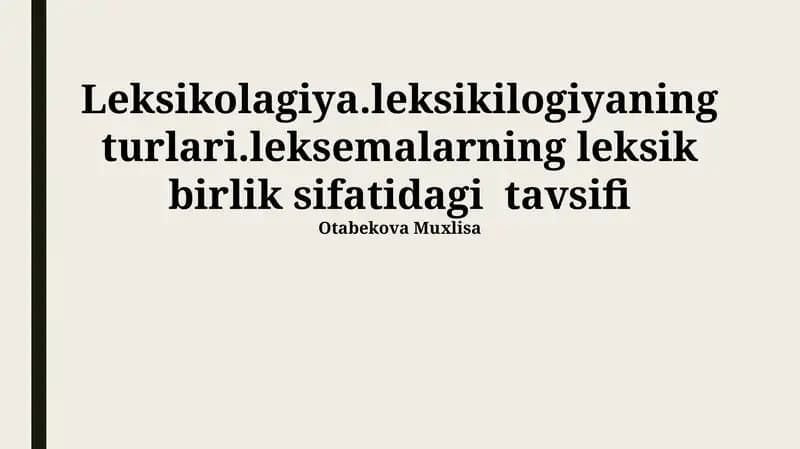 Leksikologiyaning ta'rifi