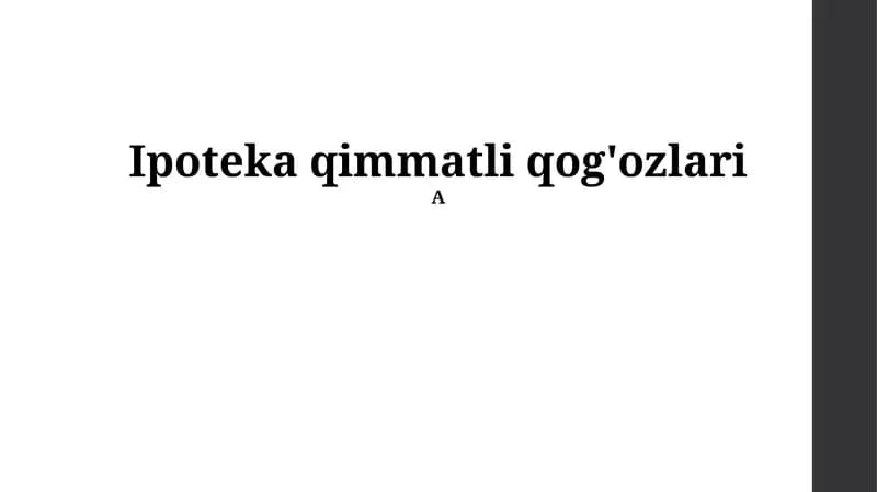 Ipoteka Qimmatli Qog'ozlari