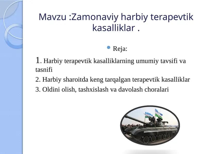 Zamonaviy harbiy terapevtik kasalliklar