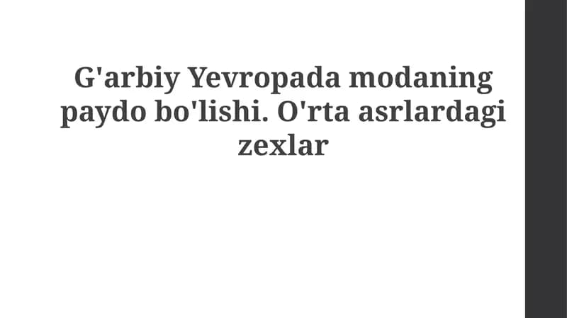 G'arbiy Yevropada modaning paydo boʻlishi