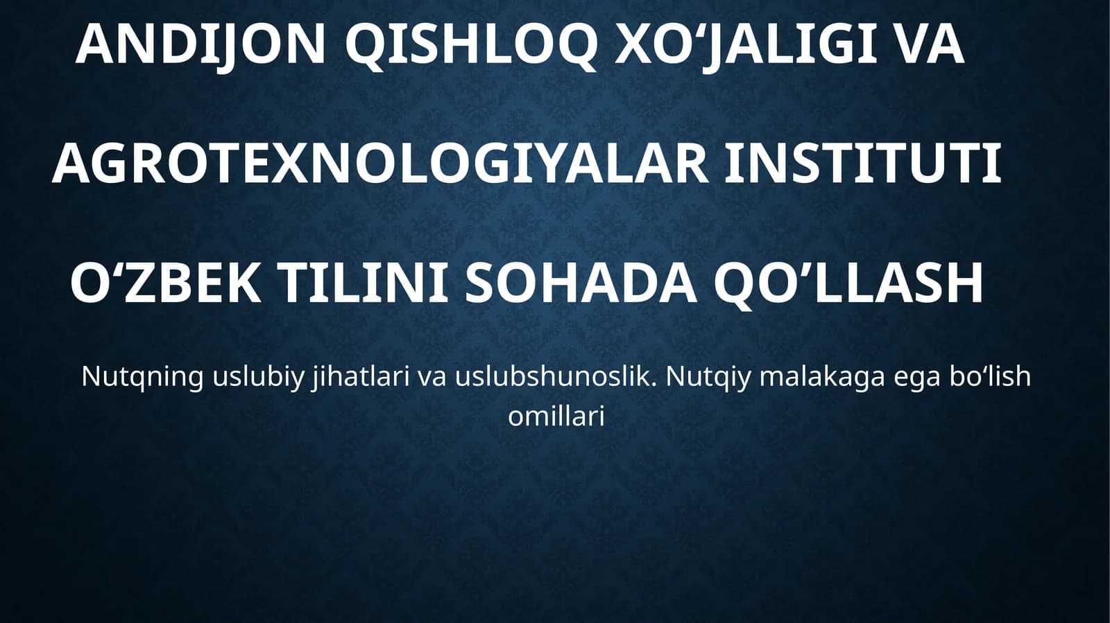 Uslubiyat tilshunoslik fanining bir bo‘limi