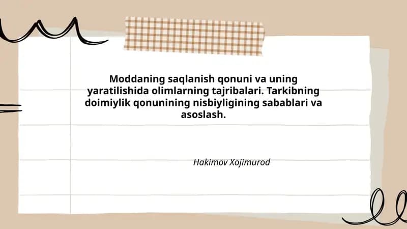 Lavoaziyer va moddaning saqlanish qonuni