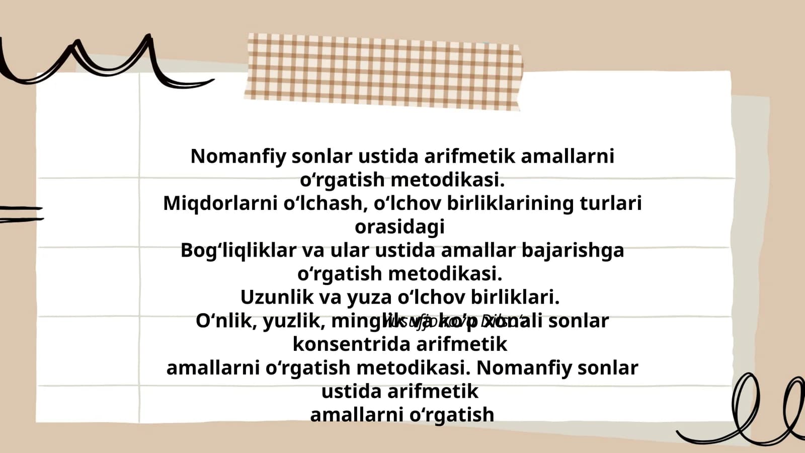 Nomanfiy sonlar ustida arifmetik amallarni o‘rgatish metodikasi