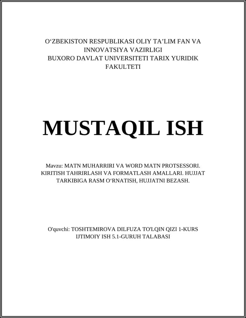 MATN MUHARRIRI VA WORD MATN PROTSESSORI