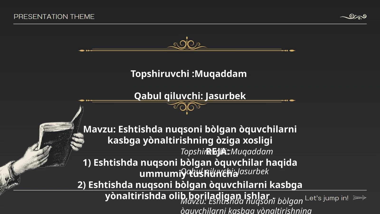 Eshtishda nuqsoni bòlgan òquvchilarni kasbga yònaltirishning òziga xosligi