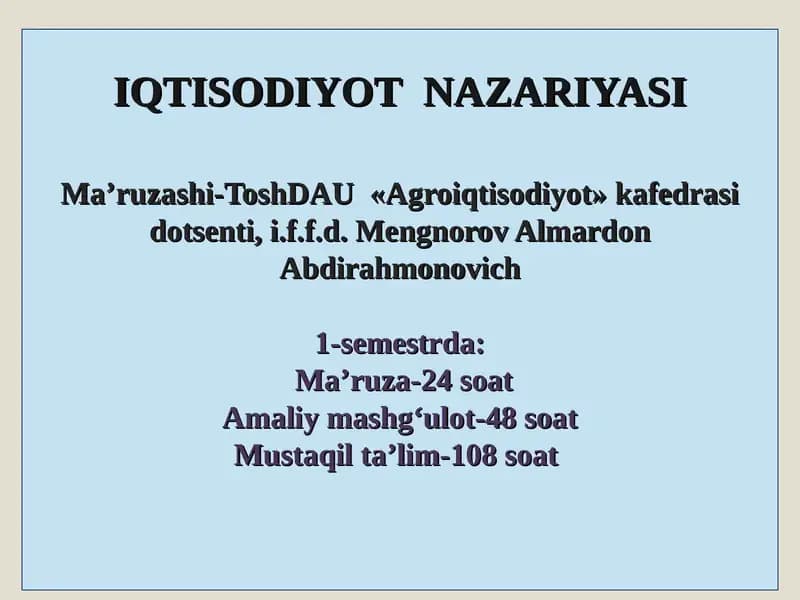 IQTISODIYOTNAZARIYASI