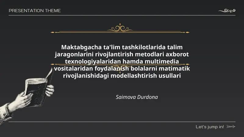 Maktabgacha ta'lim tashkilotlarida talim jaragonlarini rivojlantirish metodlari
