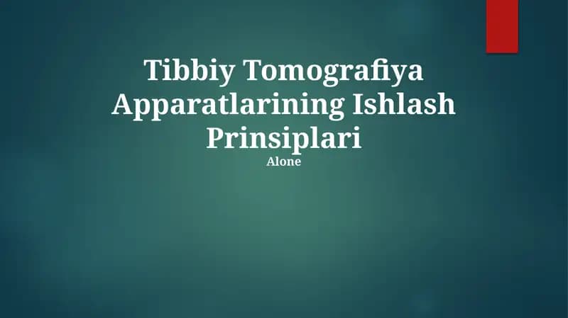 Tibbiy Tomografiya Apparatlarining Ishlash Prinsiplari