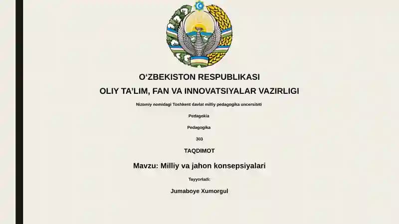 Milliy va jahon konsepsiyalari
