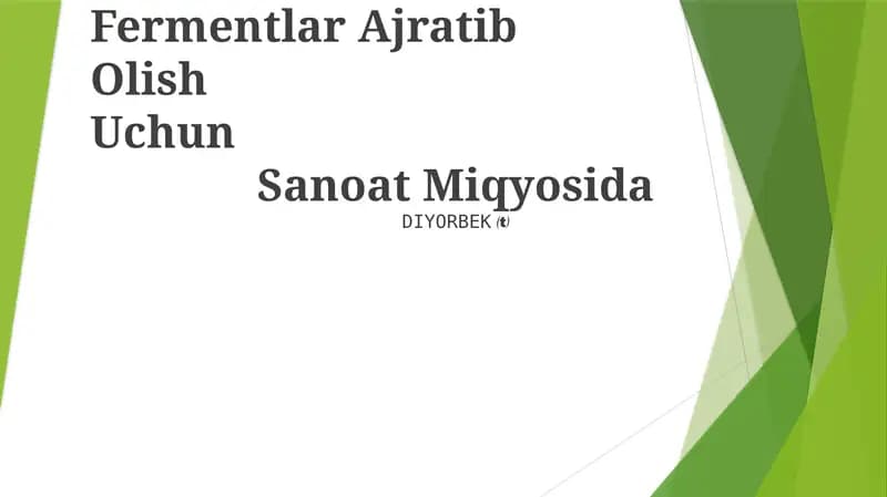 Fermentlar Ajratib Olish Uchun Sanoat Miqyosida