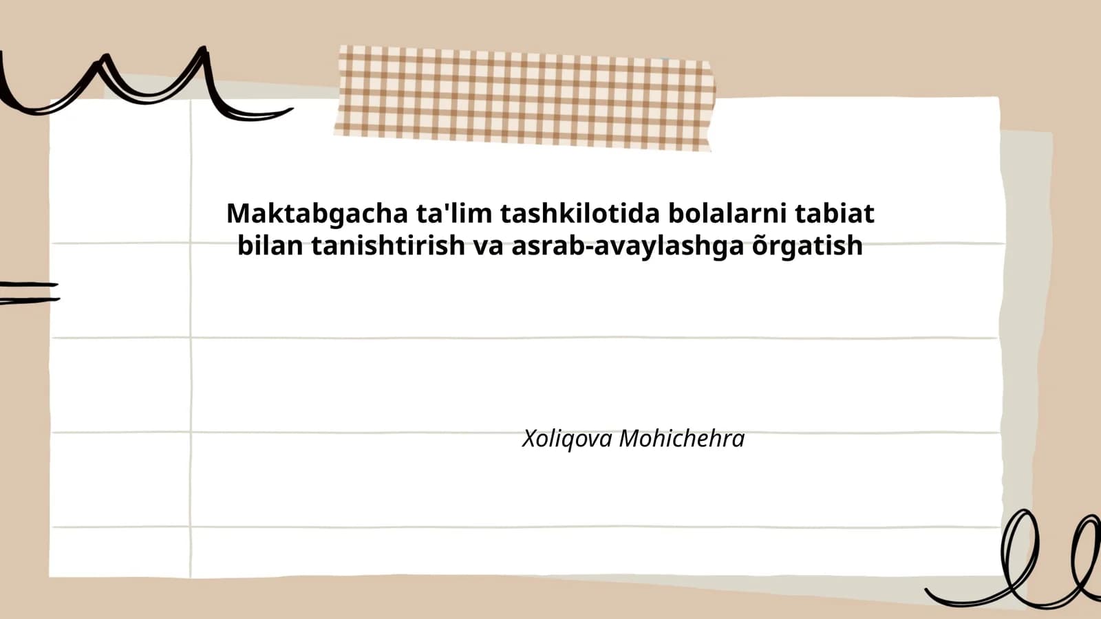 Maktabgacha ta'limda tabiat bilan tanishtirish