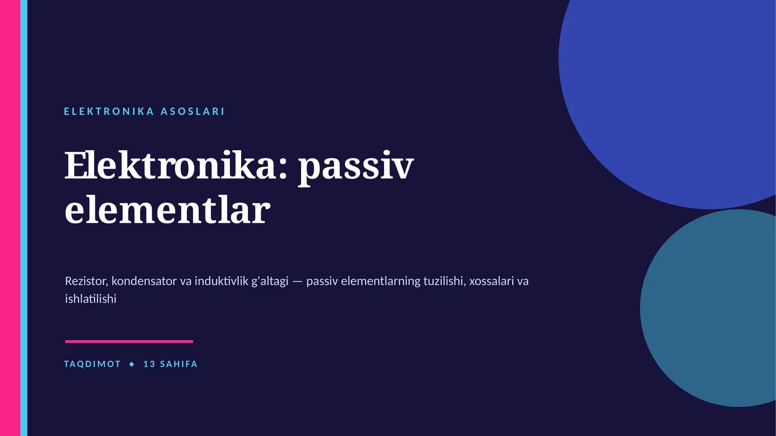 Elektronika ASOSLARI