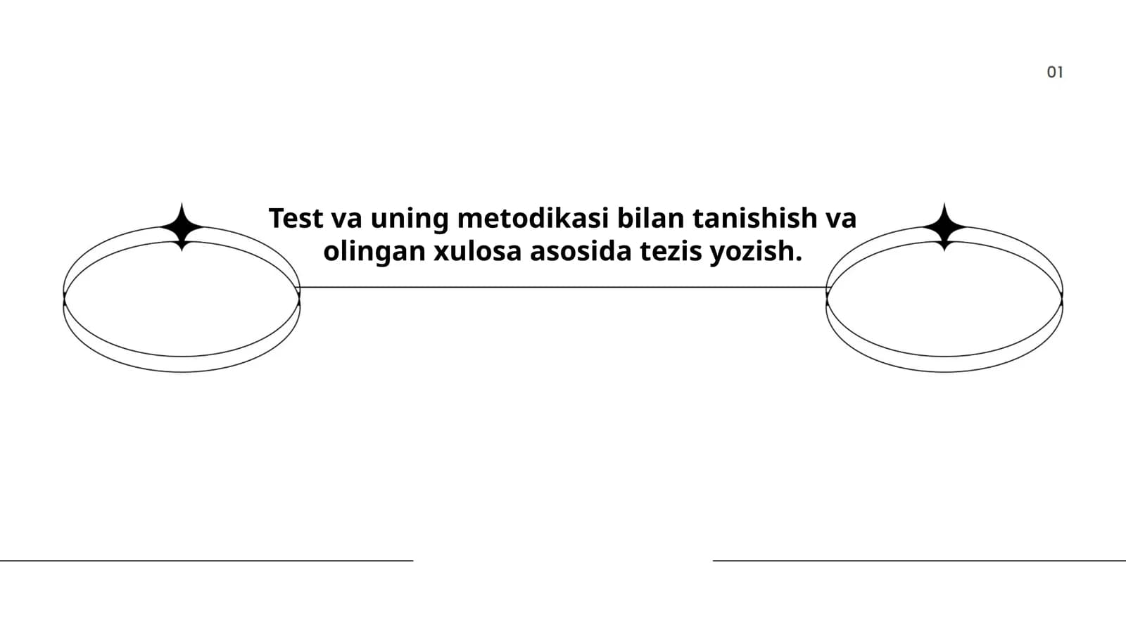 Test va uning metodikasi bilan tanishish va olingan xulosa asosida tezis yozish