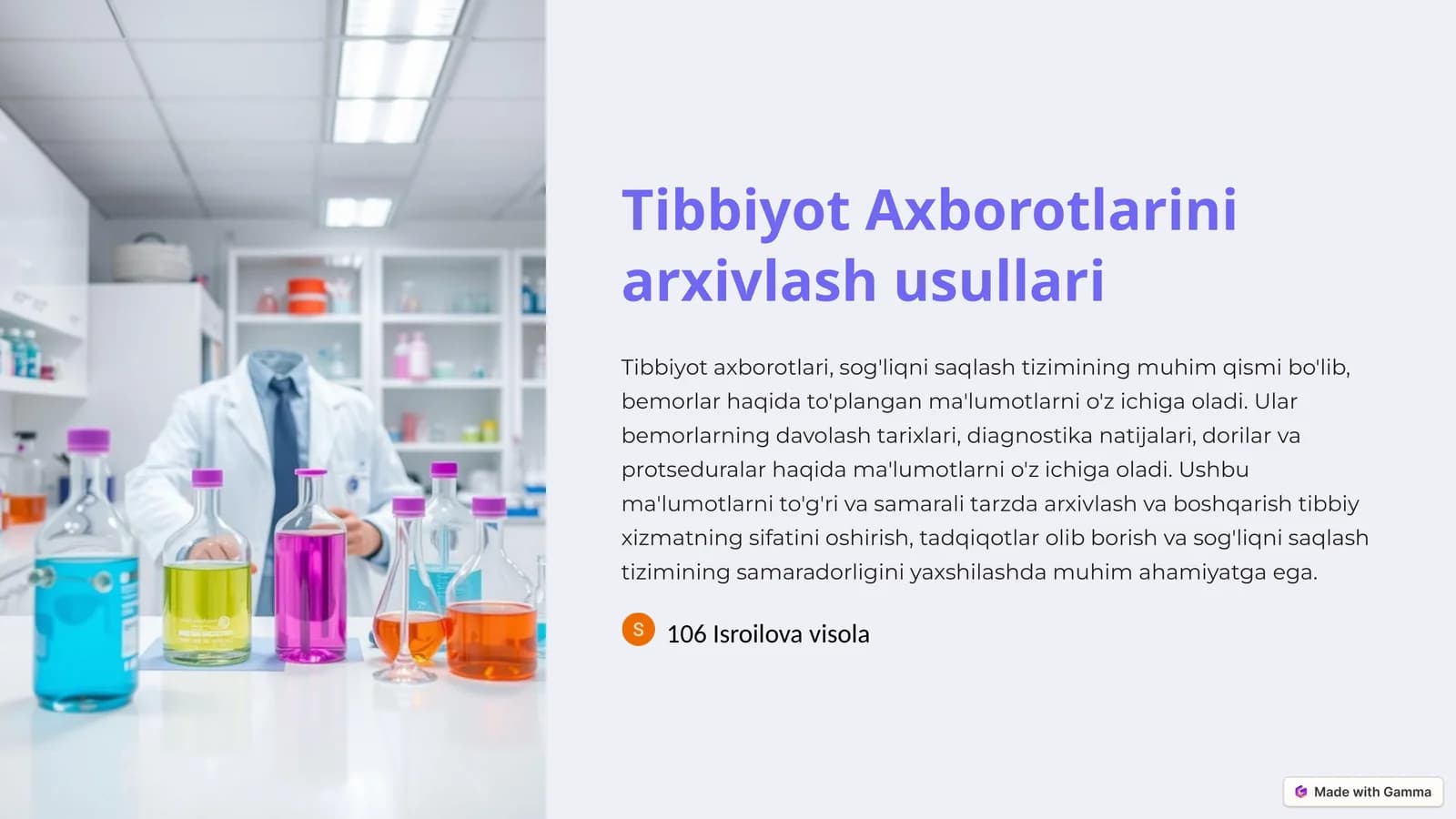 Tibbiyot Axborotlarini arxivlash usullari