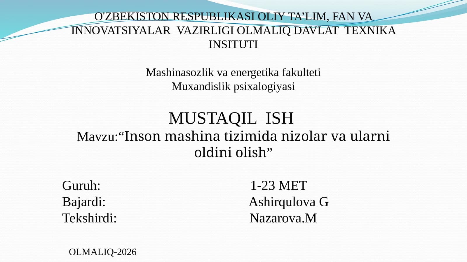 Inson mashina tizimida nizolar va ularni oldini olish