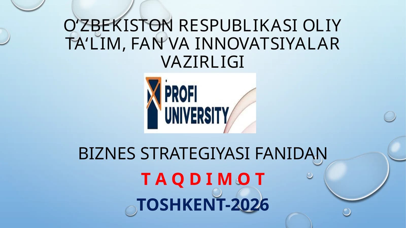 BIZNES G’OYA TAHLILINI METODIK ASOSLARI