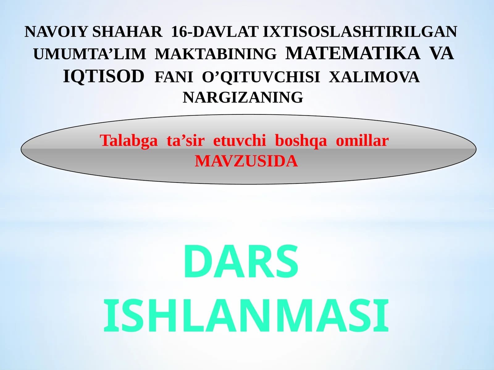 8-sinf Iqtisod fanidan dars ishlanma. Talabga ta'sir etuvchi boshqa omillar