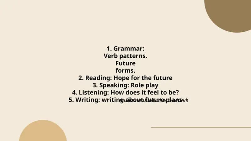 Verb patterns and Future forms