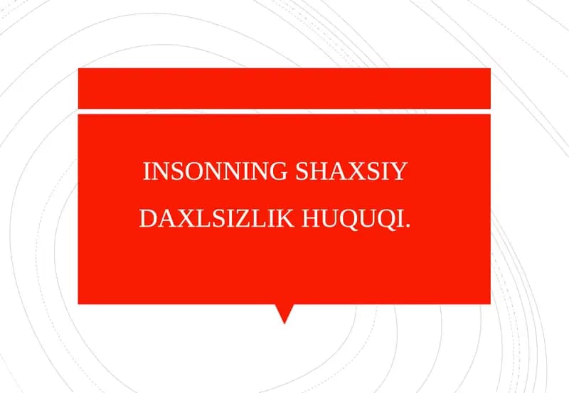 Insonning Shaxsiy Daxlsizlik Huquqi