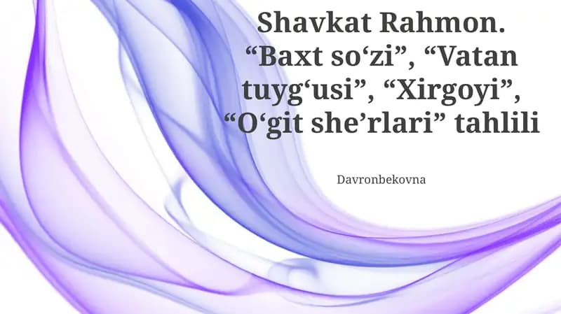 Shavkat Rahmon She'riyatidagi Mavzular va Motivlar