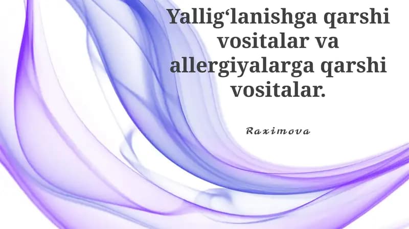 Allergiyaga Qarshi Dori-darmonlar: Turlari va Mexanizmlari