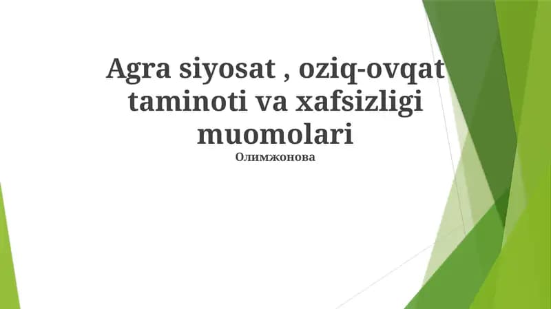 Barqaror Qishloq Xo'jaligi Amaliyotlari