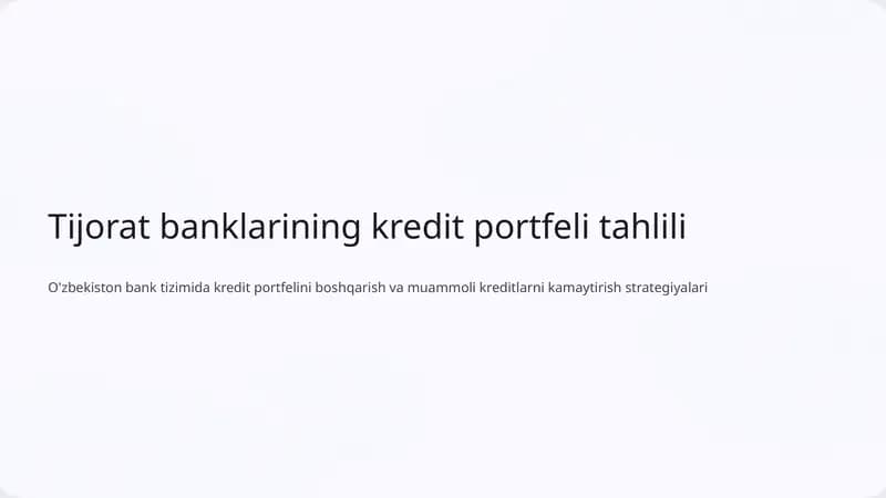 Tijorat banklarining kredit portfeli tahlili