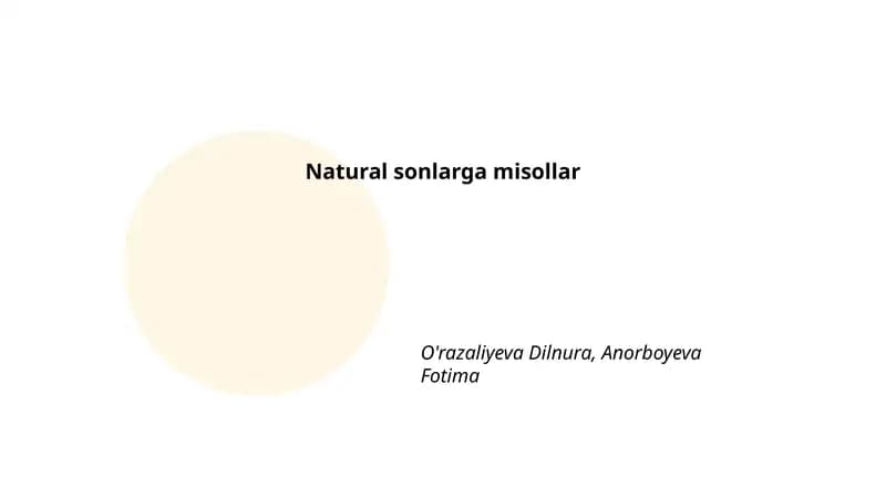 Natural sonlarga misollar