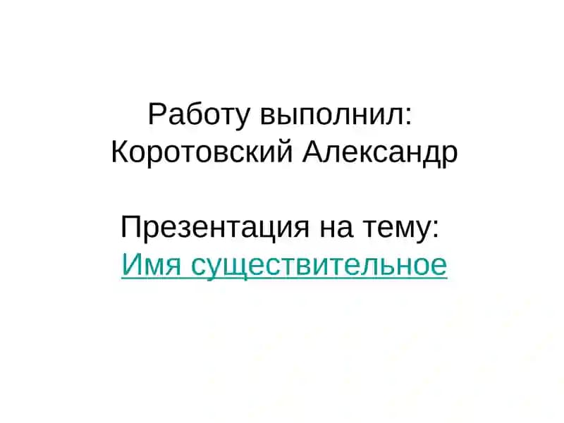 Имя существительное