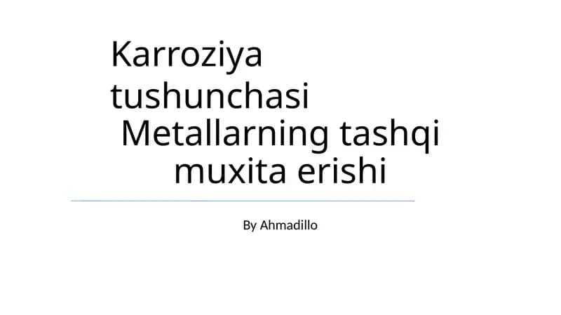 Korroziya tushunchasi