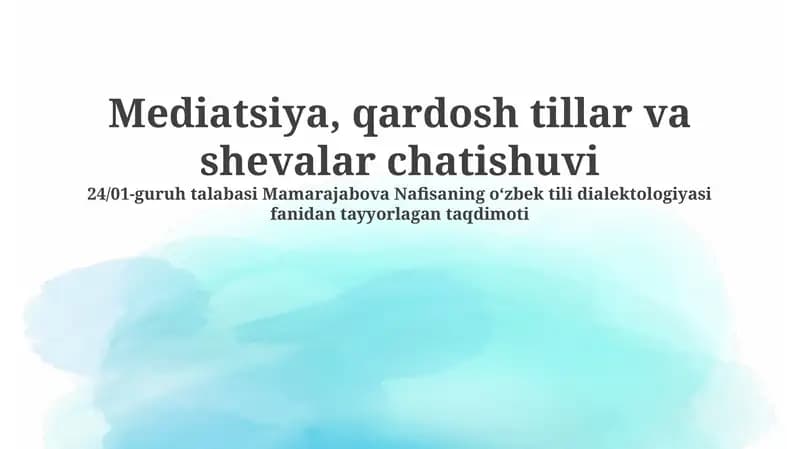 O'zbek tili dialektologiyasi fanidan ta'lim